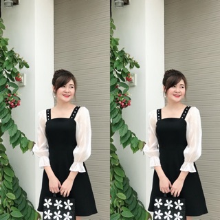 Váy đen phối tay trắng 👗👗👗