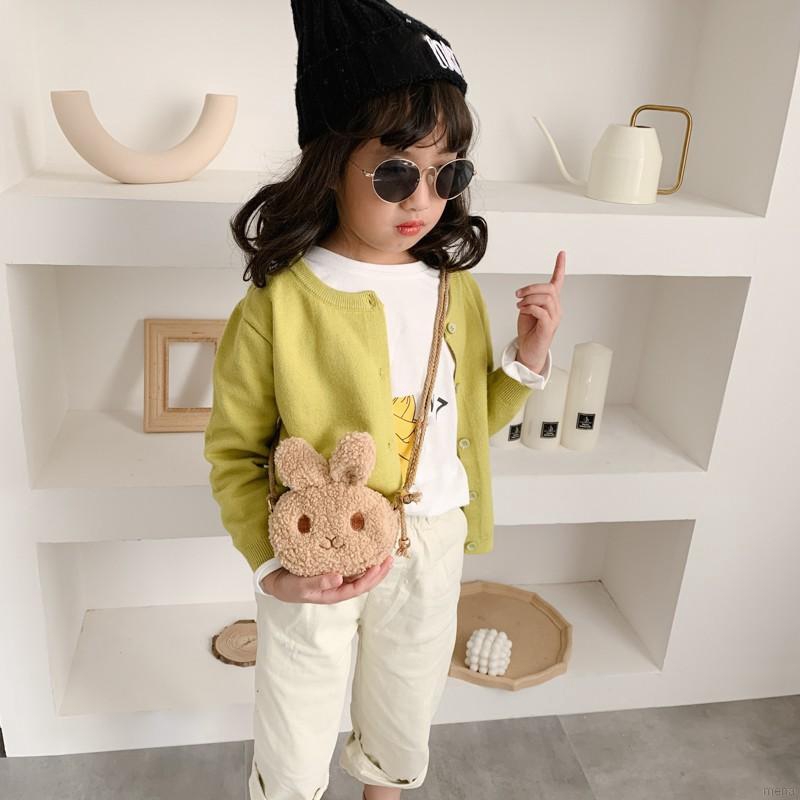 Túi xách đeo chéo phối vải lông kiểu chú thỏ thời trang dễ thương dành cho bé gái