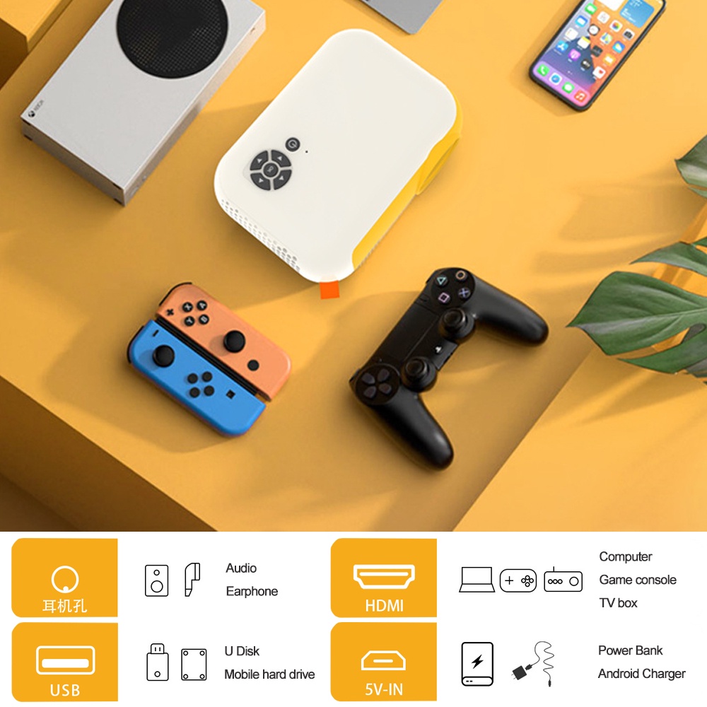 Máy ChiếU Mini A10 480x360 Pixcels, Độ SáNg 1800 Lumens, Hỗ Trợ