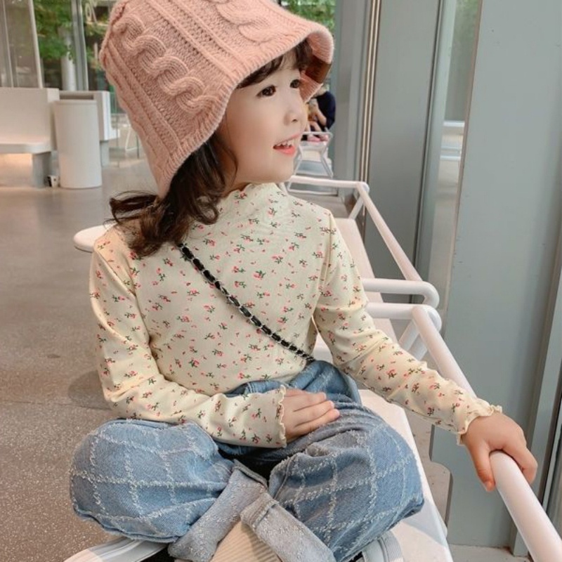 Áo thun tay dài in họa tiết thời trang mùa thu cho bé gái 1-5 tuổi