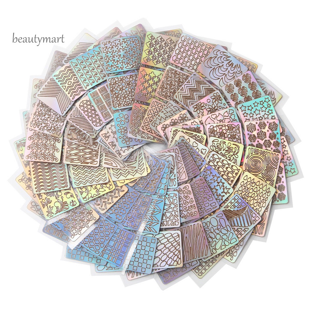 [Hàng mới về] Set 6/12/24 tờ sticker dán móng tạo lỗ rỗng trang trí nghệ thuật