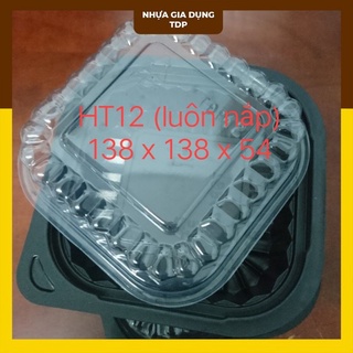 Lốc 50 hộp nhựa HT12, hộp đựng xôi, đựng bánh, thực phẩm