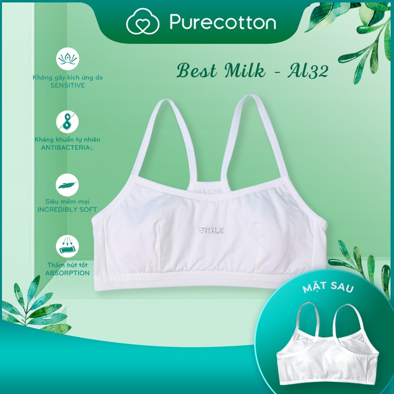 Áo lá học sinh Pure Cotton - Áo lót bé gái mới lớn kiểu dáng chui đầu không đệm ( từ 6-10 tuổi) 2