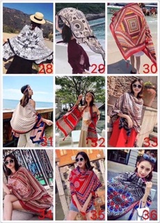 Khăn choàng đi biển du lịch khăn hobo vintage thổ cẩm che nắng chống nắng dài rộng