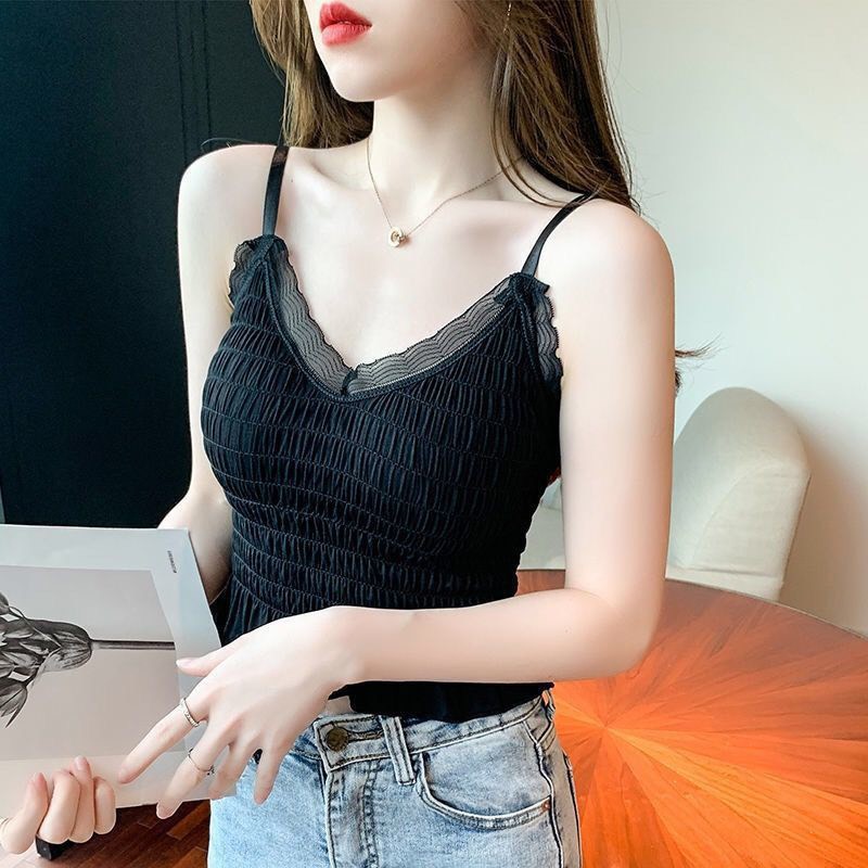 Áo Bra Croptop Nhún Phối Viền Ren A890 | BigBuy360 - bigbuy360.vn