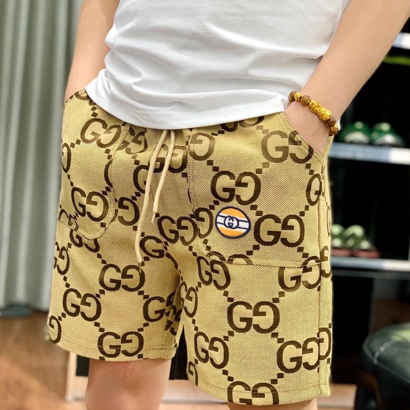 Quần short đùi gió Gucci nâu vân monogram LA 1-1 on web