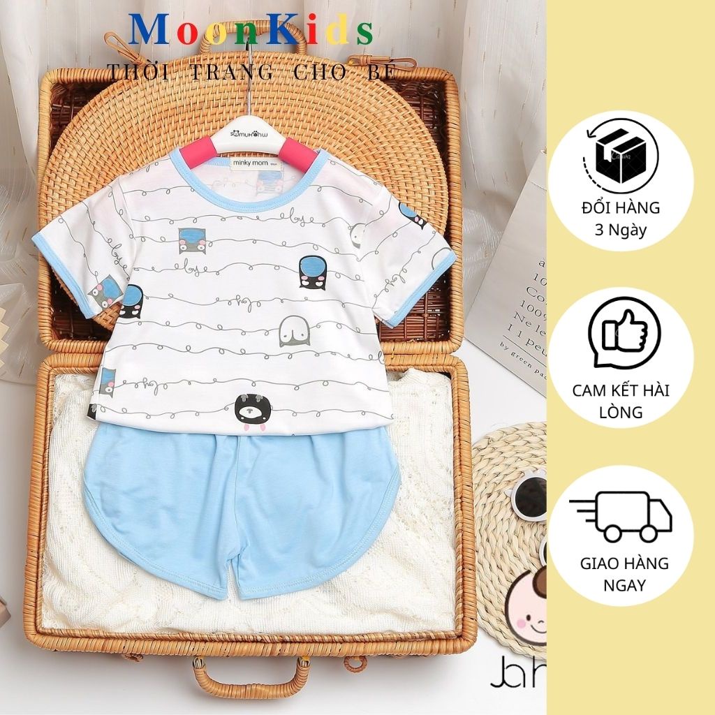 Bộ MINKY MOM Cộc Tay Cho Bé️Thun Lạnh 100% Họa tiết Trái Xoài độc đáo dành cho bé trai bé gái từ 6-18kg