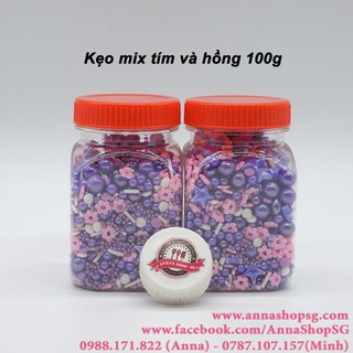 KẸO MIX MÀU TÍM VÀ HỒNG 100g