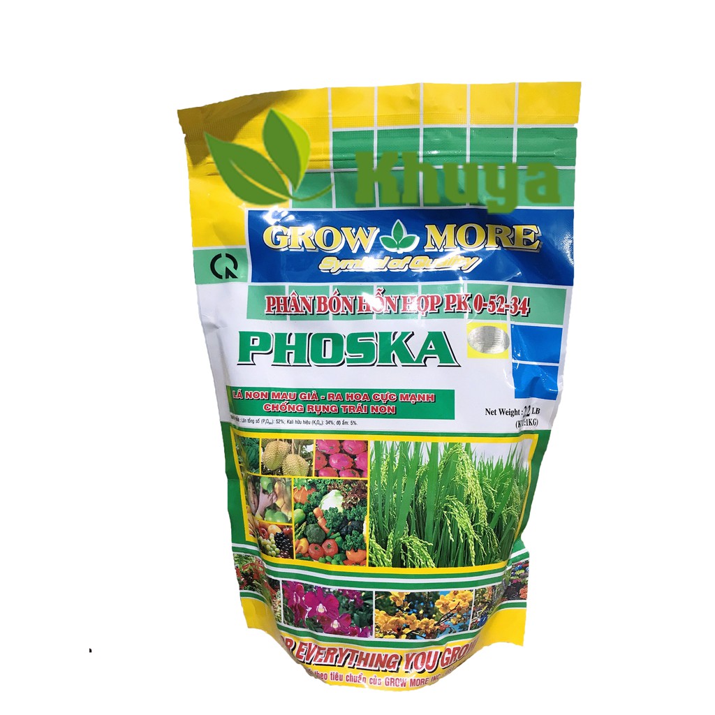 Phân bón hỗn hợp Growmore MKP Phoska 0-52-34 túi 1kg
