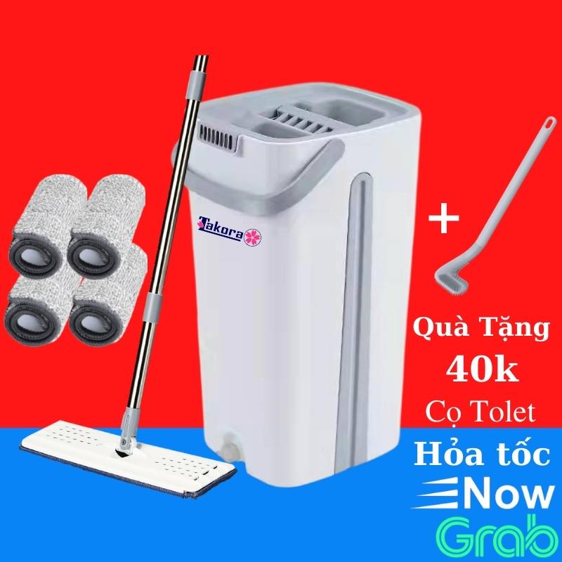 Bộ chổi lau nhà tự vắt thông minh MOP TAKORA  xoay 360 độ, Bộ cây lau nhà tự vắt chính hãng cao cấp