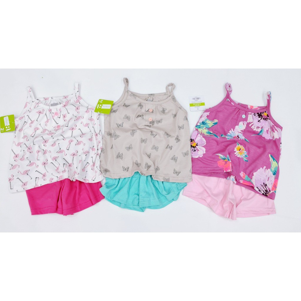 Bộ 2 dây cotton quần trơn màu bé gái chất cực đẹp hãng Crazy 8