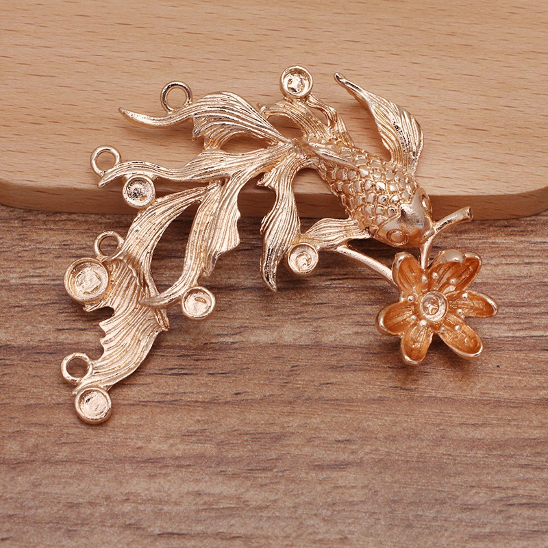 1 phiến đúc cá chép 63*48mm nguyên liệu làm trâm làm trang sức cổ trang cosplay cổ phục có màu KC
