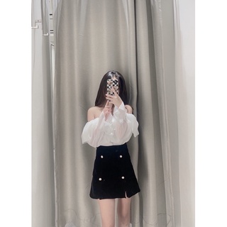 [ Ảnh shop chụp] Áo trễ vai voan tiểu thư