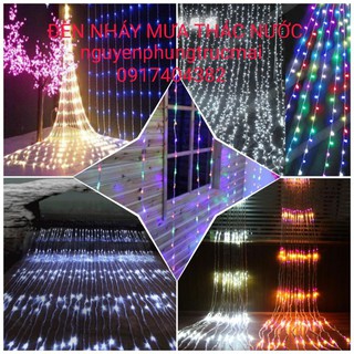 Đèn nháy mưa, nước chảy, thác nước nháy rèm mành trang trí nhà cửa trang hoàng ngày tết
