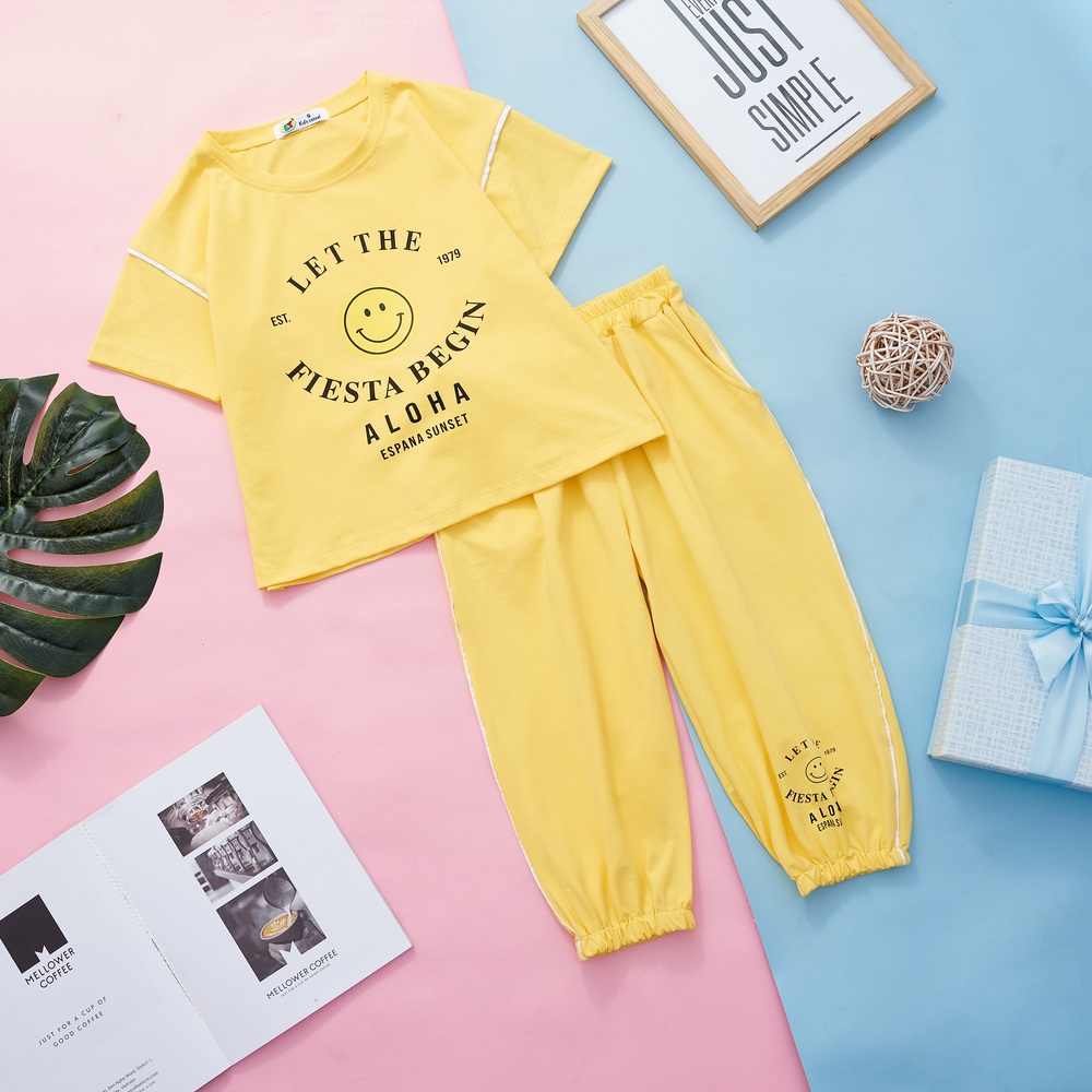 Set Aloha quần lửng thun cotton 4 chiều bé gái (quần áo trẻ em)