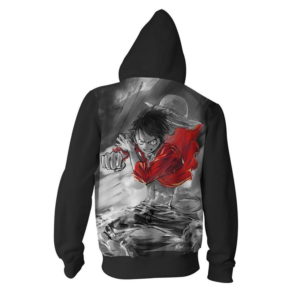 Áo hoodie HUQISHA in hình hoạt hình One Piece thời trang thường ngày cho nam