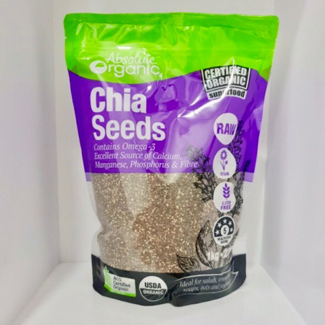 Hạt Chia Úc Absolute Organic Chia Seed 1kg (mẫu mới)