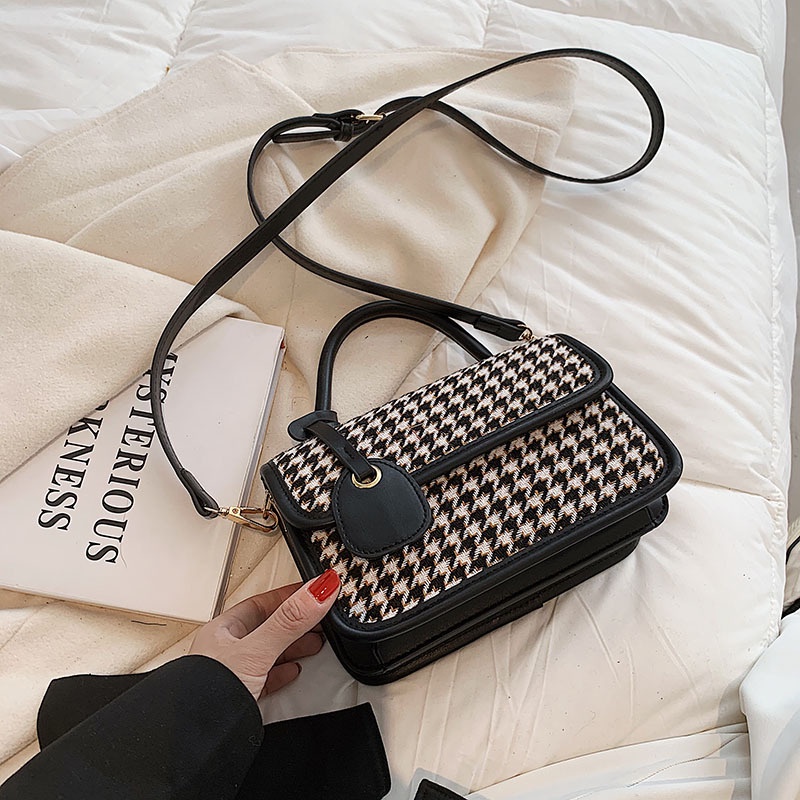 Túi xách nữ đẹp túi đeo chéo đeo vai nữ đi chơi giá rẻ họa tiết caro vintage QH013