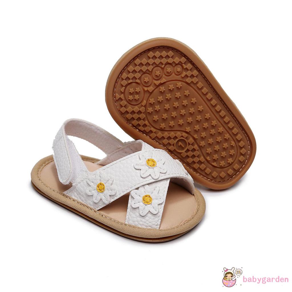 Babygarden-giày Đế Phẳng Chống Trượt Họa Tiết Hoa Thêu Đế Mềm Màu Trắng / Vàng / Hồng Cho Bé Gái