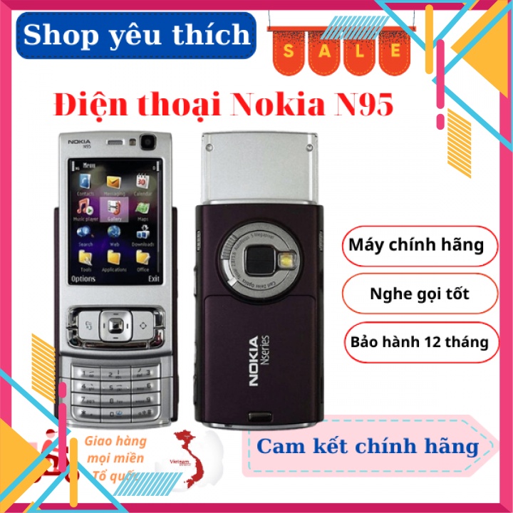 Điện thoại nắp trượt nokia N95 2GB chính hãng tặng kèm pin sạc-Bảo hành uy tín 1 năm