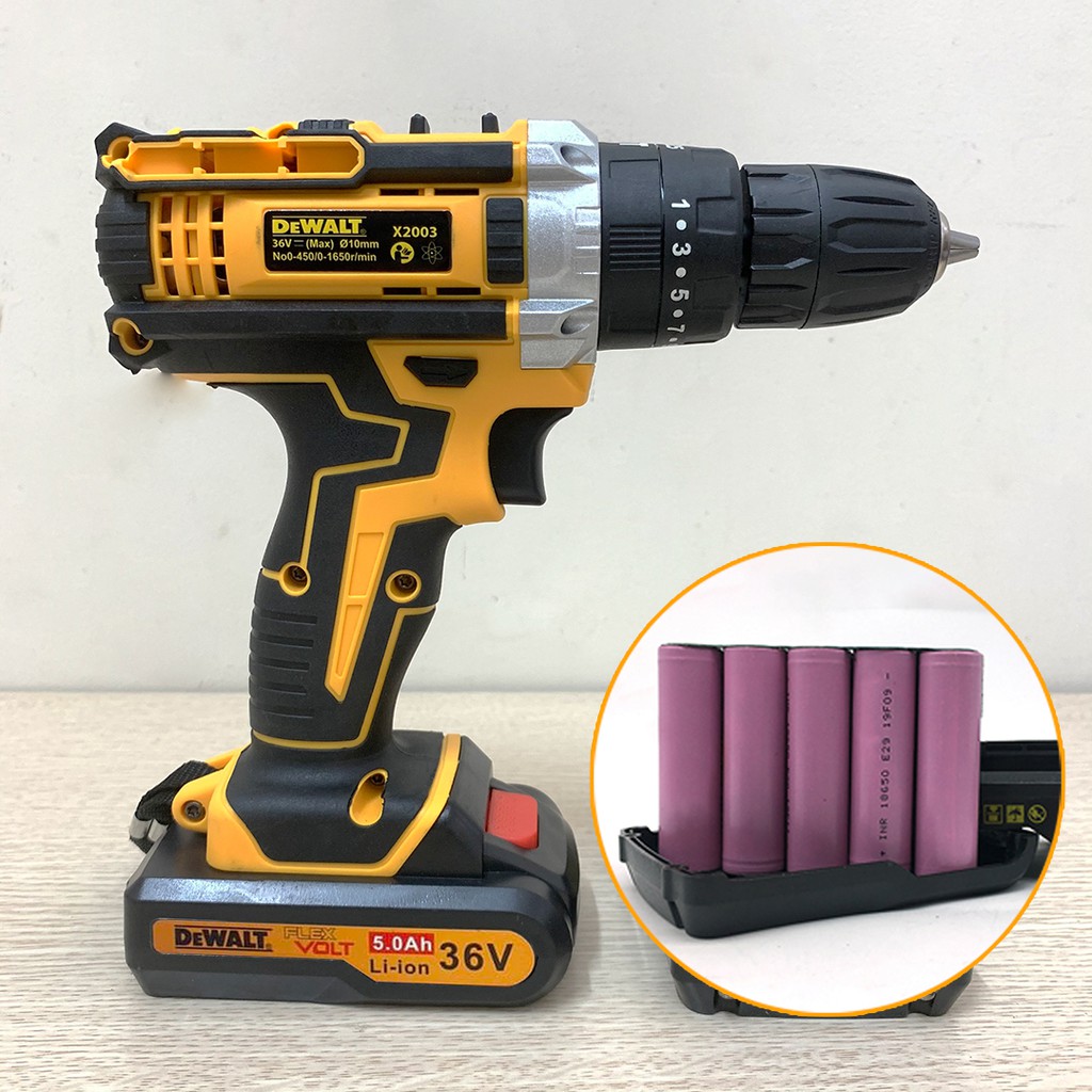 Máy khoan pin DeWalt 36V 3 Chức Năng kèm 24 Phụ Kiện - FULL BOX 2 PIN 5 CELL - Hàng loại 1