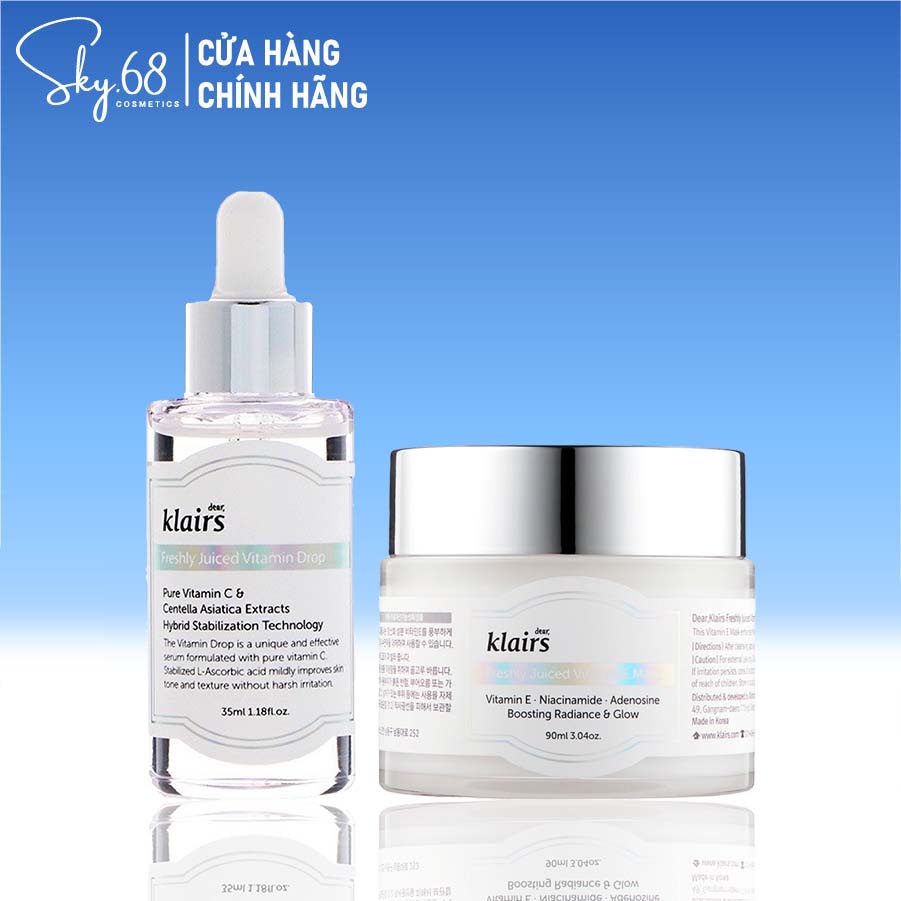 Combo Serum + Mặt Nạ Ngủ Sáng Da Mờ Thâm Klairs Freshly Juiced