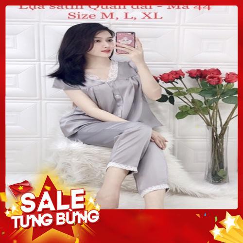 Bộ Lụa phối ren Quần dài áo babydoll -Hàng nhập khẩu