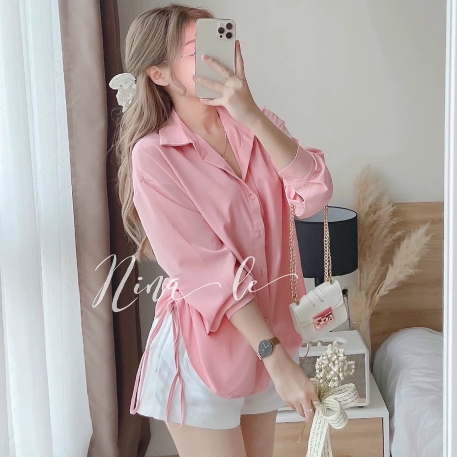 Sét Áo Sơ Mi Dây Rút Hông Kèm Quần Nữ Tính Thời Trang Nữ STclothing