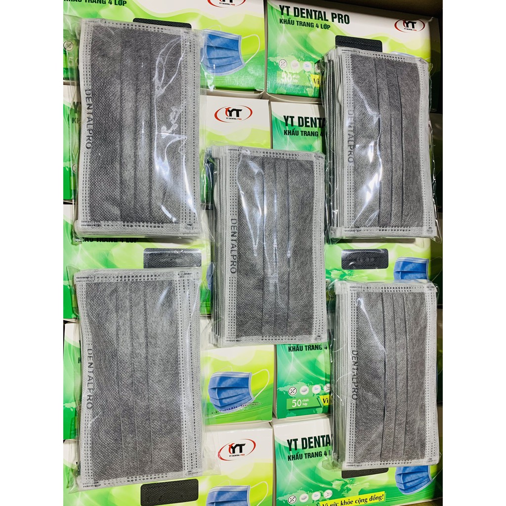 HỘP 50 CHIẾC KHẨU TRANG Y TẾ 4 LỚP NHÃN HIỆU DENTALPRO, CÓ LOGO, CÓ TÁC DỤNG LỌC BỤI ĐỘC HẠI VÀ KHÁNG KHUẨN