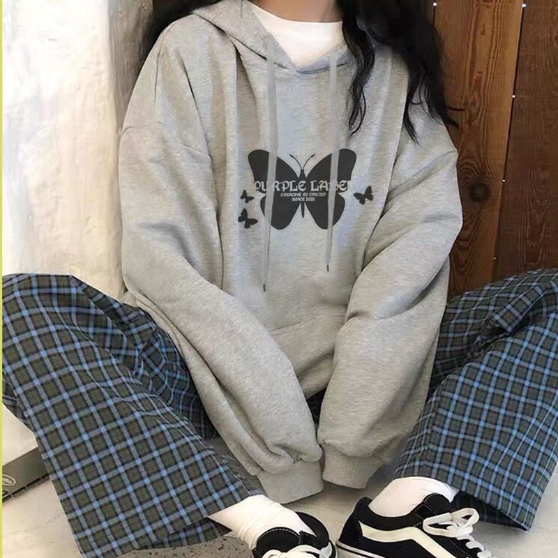 Áo Khoác Hoodie Tay Dài Vải Nhung Dày Dáng Rộng Phong Cách Hàn Quốc Thời Trang Mùa Đông 2022