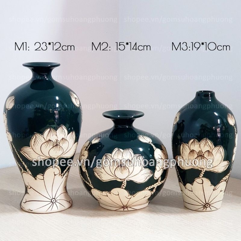 Bình hoa gốm sứ dáng hút lộc - Bát Tràng Vẽ Tay