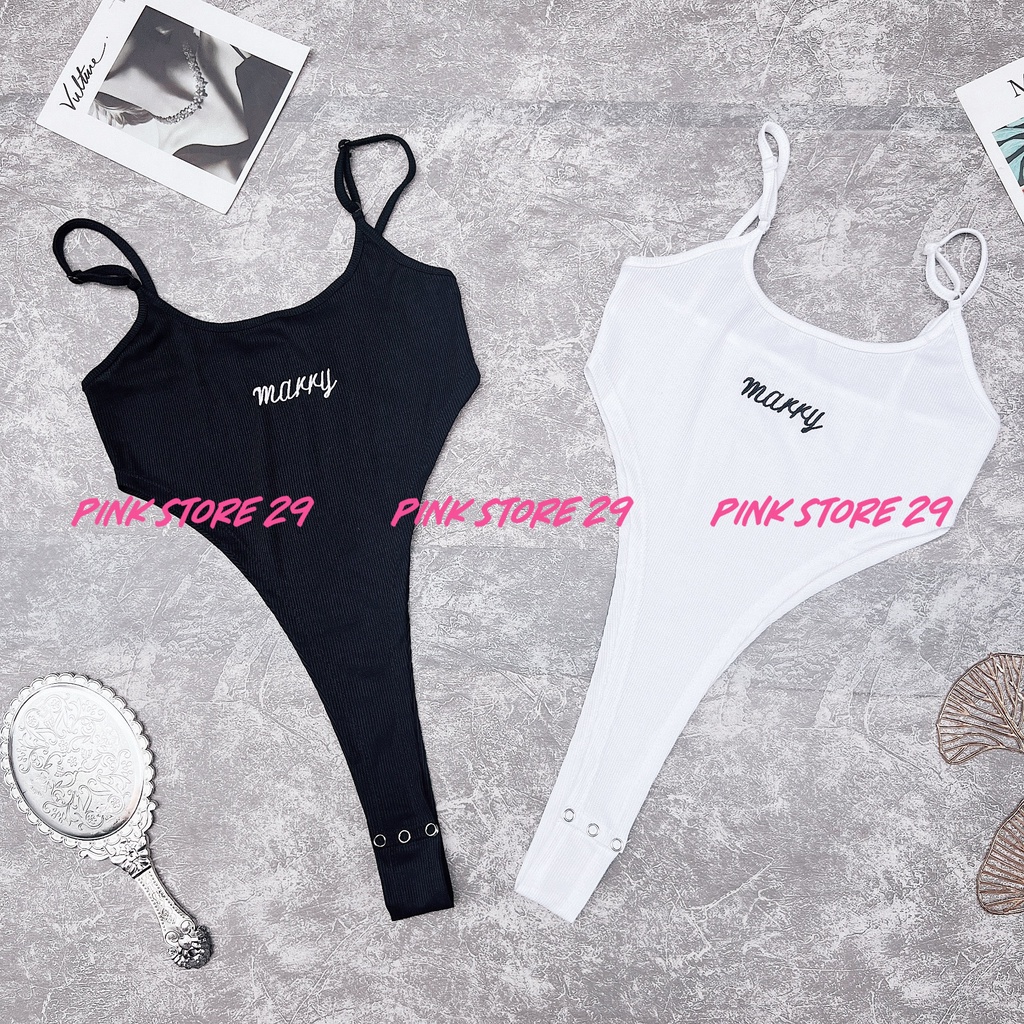 Áo Liền Quần Hai Dây Bodysuit Họa Tiết Thêu Chữ MARRY Ôm Dáng Gợi Cảm A5342 | BigBuy360 - bigbuy360.vn
