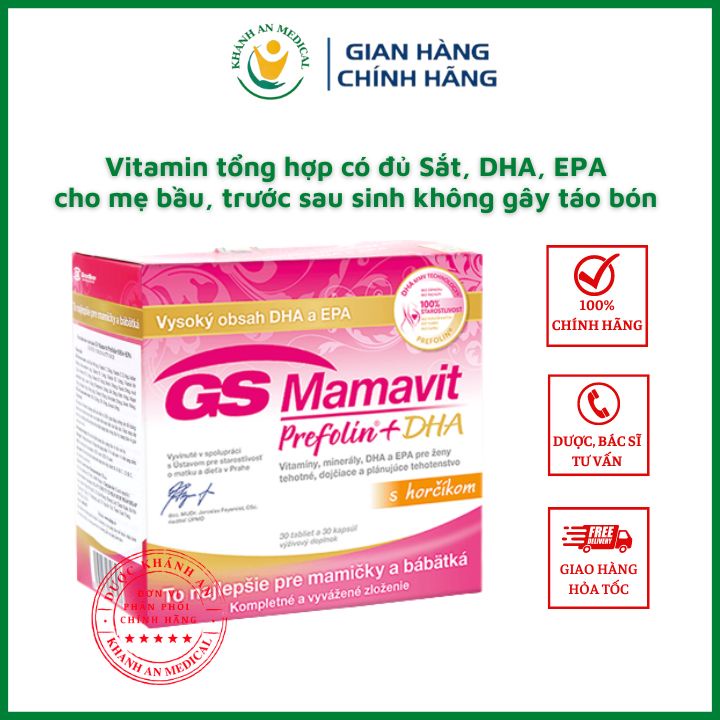 GS Mamavit 𝐂𝐡í𝐧𝐡 𝐇ã𝐧𝐠 Bổ sung vitamin tổng hợp sắt Dha cho phụ nữ trước trong sau sinh Dược Khánh An