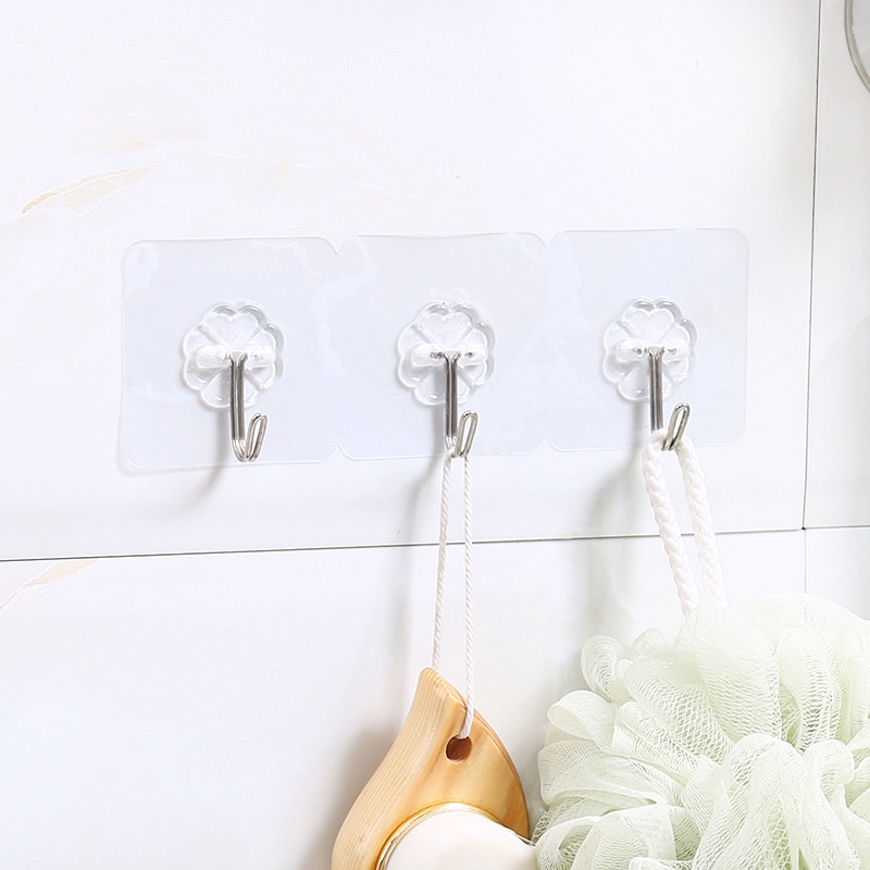 Móc liền mạch không có đinh chắc chắn tường trong suốt treo tường móc quần áo nhà bếp sáng tạo móc dính dính không thấm nước