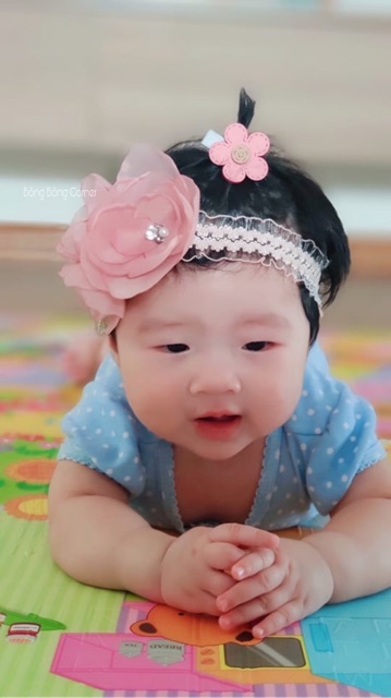 Cài đầu hoa voan cho bé - Headband Angel - Màu hồng tây