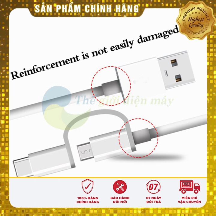 [Sale] Dây sạc Xiaomi 2 trong 1 Micro Usb và type C 1m SJX02ZM - shop Thế giới điện máy .