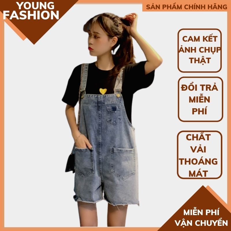 Quần yếm jeans lửng phối 2 túi ulzzang ,yếm đùi bò nữ ,HÓT TICHTOC thời trang 1989 ,quần sóc bò phong cách hàn quốc