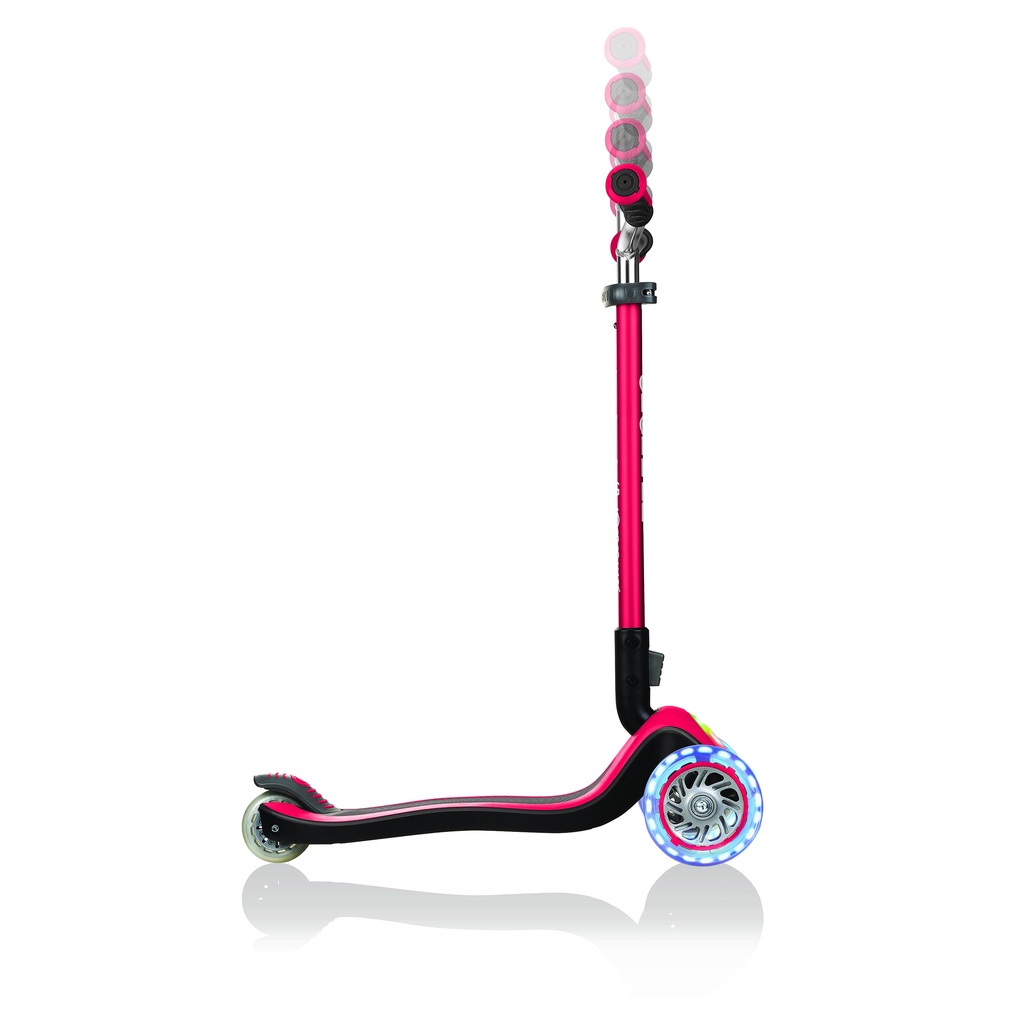 Xe trượt scooter 3 bánh gấp gọn có bánh xe và mặt trước phát sáng Globber Elite Prime cho trẻ em từ 3 đến 9 tuổi - Đỏ