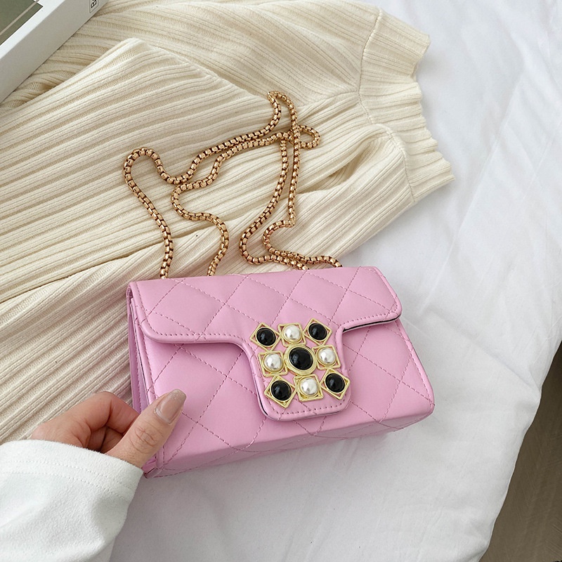 Túi xách IELGY phối dây xích họa tiết sọc thoi thiết kế đơn giản cho nữ