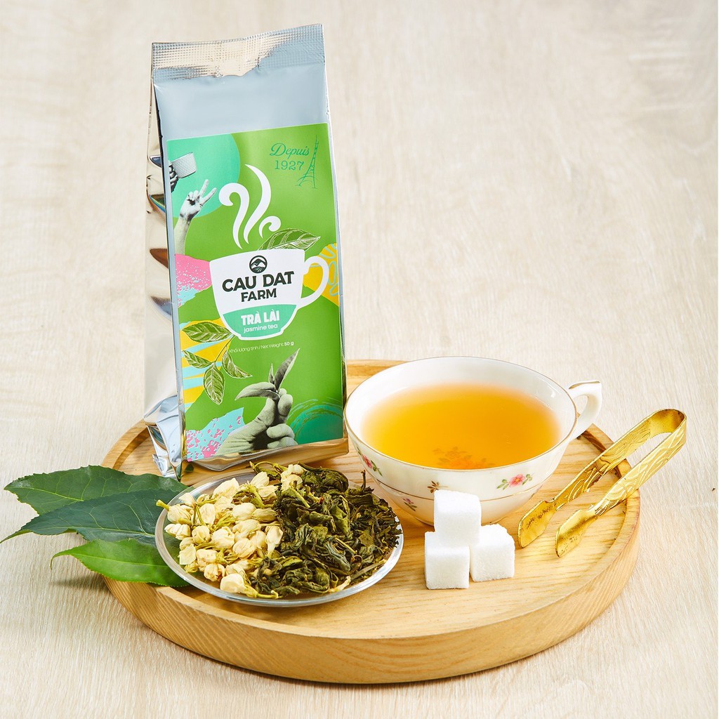 (QUÀ TẶNG KHÔNG BÁN) Trà Cầu Đất farm (trà xanh, trà lài, ...) túi thiếc 50g (giao ngẫu nhiên)