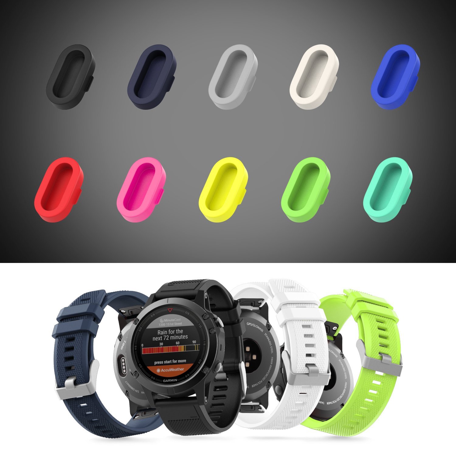 Bộ 10 nút silicon chống bám bụi cho đồng hồ Garmin Fenix 5 / 5s / 5x / Instinct / Forerunner 935 / 45 / 45s / 245 / 945