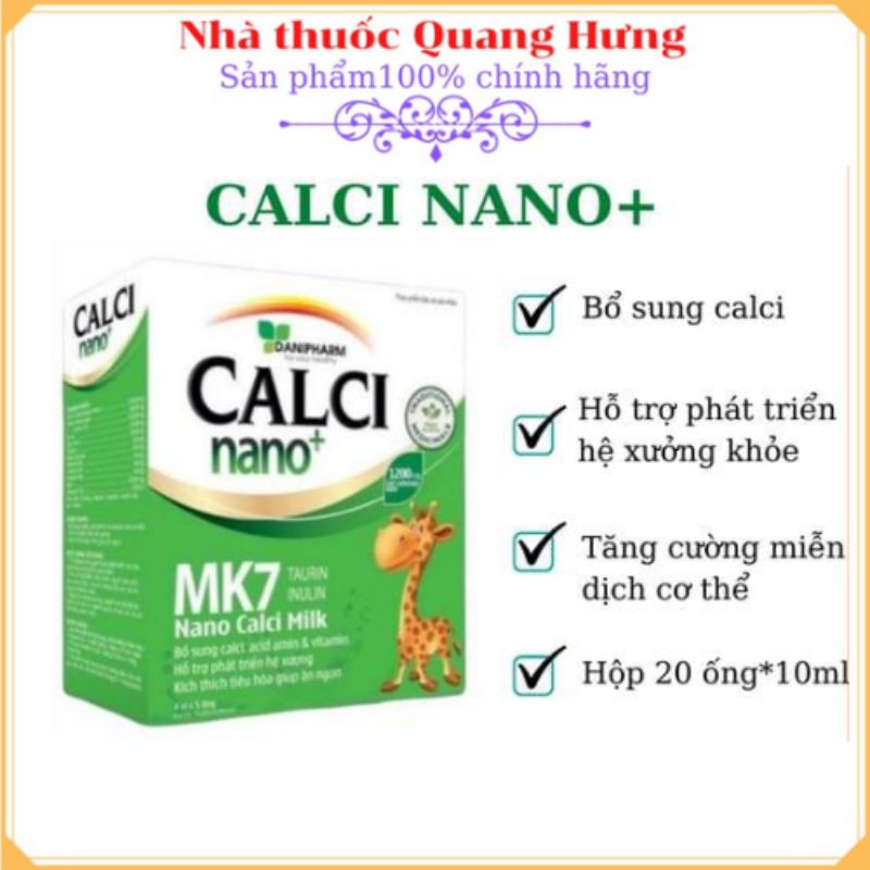 Canxi milk Nano MK7 + D3 canxi cho bé cao lớn, ăn ngon ngủ tốt - Hộp 20 ống