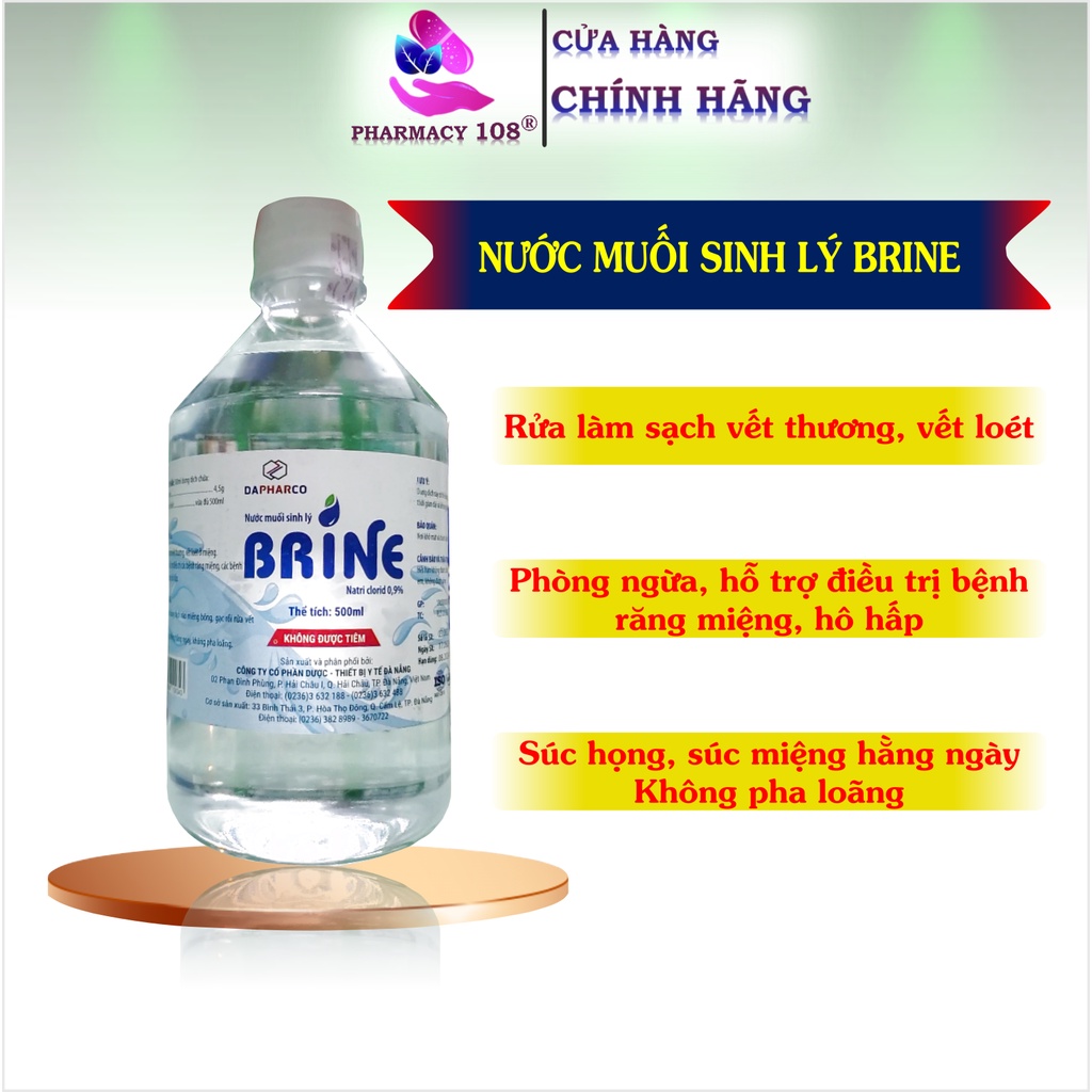 Nước muối sinh lý ✅ĐẠT CHUẨN Y TẾ✅ Nước muối Brine súc họng vệ sinh răng miệng 1000ML