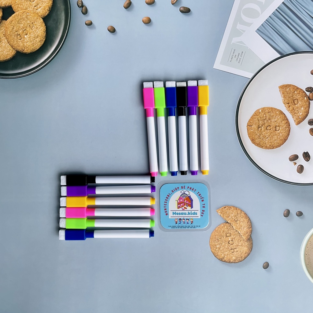 Bút Lông Mực Viết Bảng MESAUKIDS Bút lông ngòi nhỏ tập viết xóa được Bút Lông Viết Bảng Trắng Học Liệu Montessori