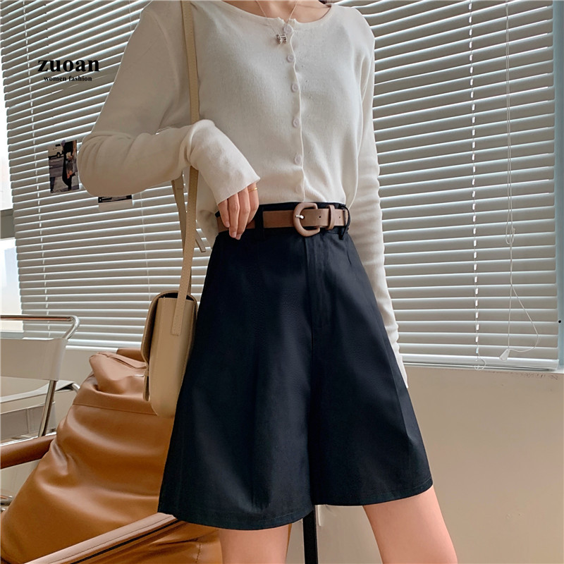 SUXI Quần Short Lưng Cao Màu Trơn Cho Nữ