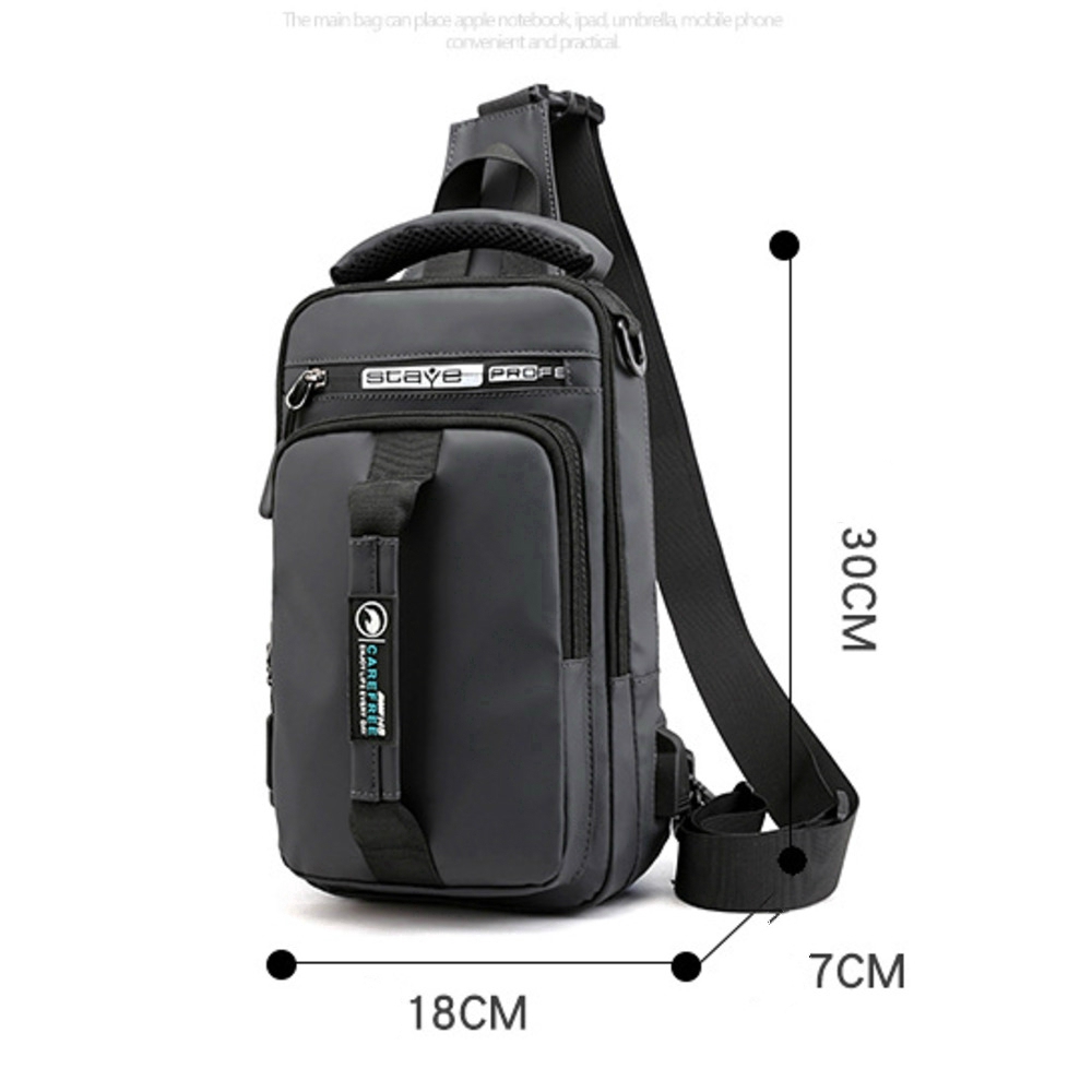 Waterproof Chest Bag Handbag Adjustable Strap USB Shoulder Bag