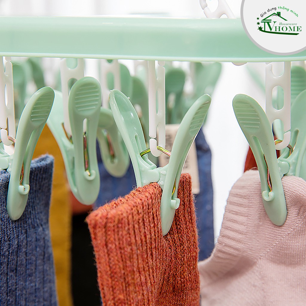 Móc Chùm Phơi Quần Áo, Đồ Baby, Quần Lót Nam Nữ, Đồ Nhỏ 32 Kẹp Gấp Gọn, Tiện Dụng