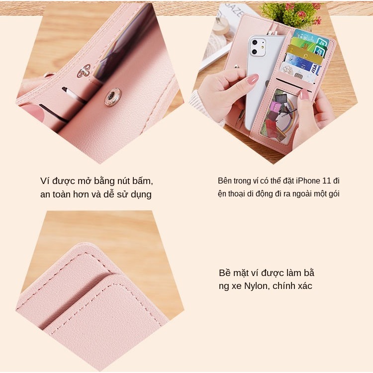 Ví nữ cầm tay siêu mỏng dài đơn giản đựng nhiều thẻ