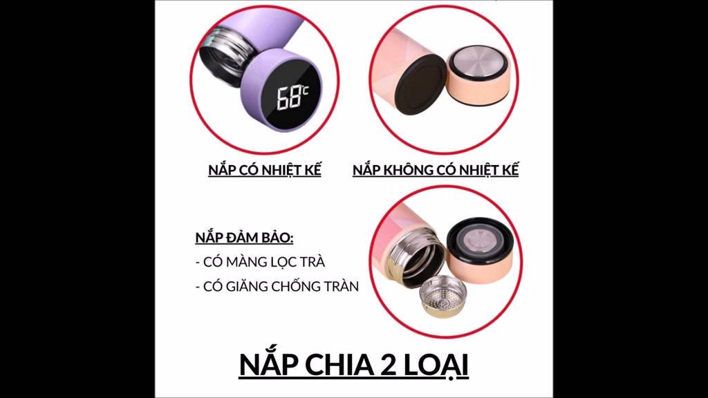 Bình giữ nhiệt inox hiển thị nhiệt độ chất liệu Inox 304 thép không gỉ cao cấp 450ml Kami22014 | BigBuy360 - bigbuy360.vn