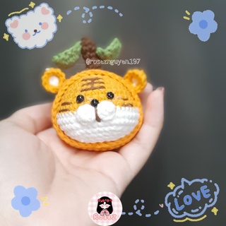 Móc khóa len Hổ đội nón quả cam